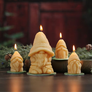 Large Holiday Gnome Beeswax Candle