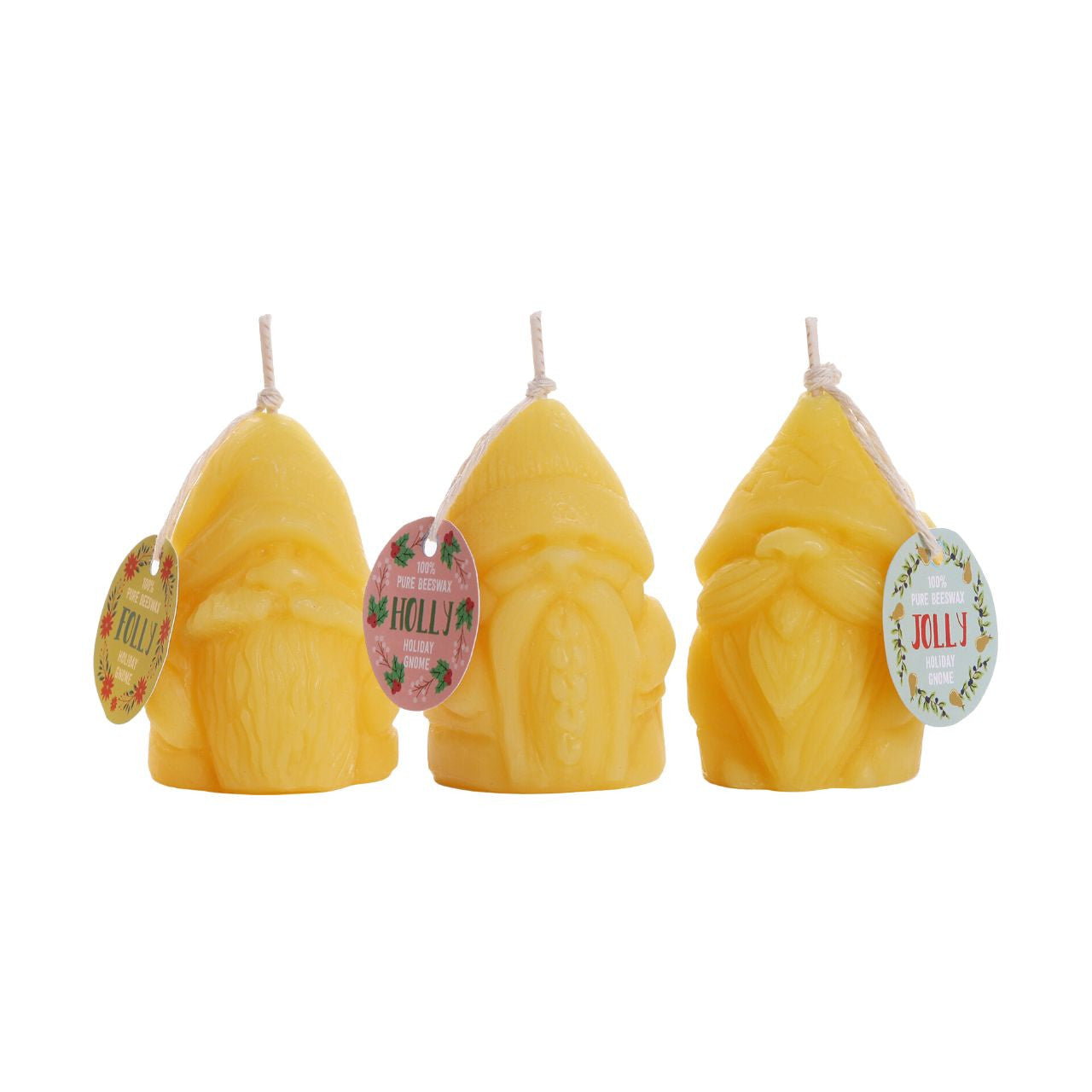 Holiday Gnome Beeswax Candle 3-Pack