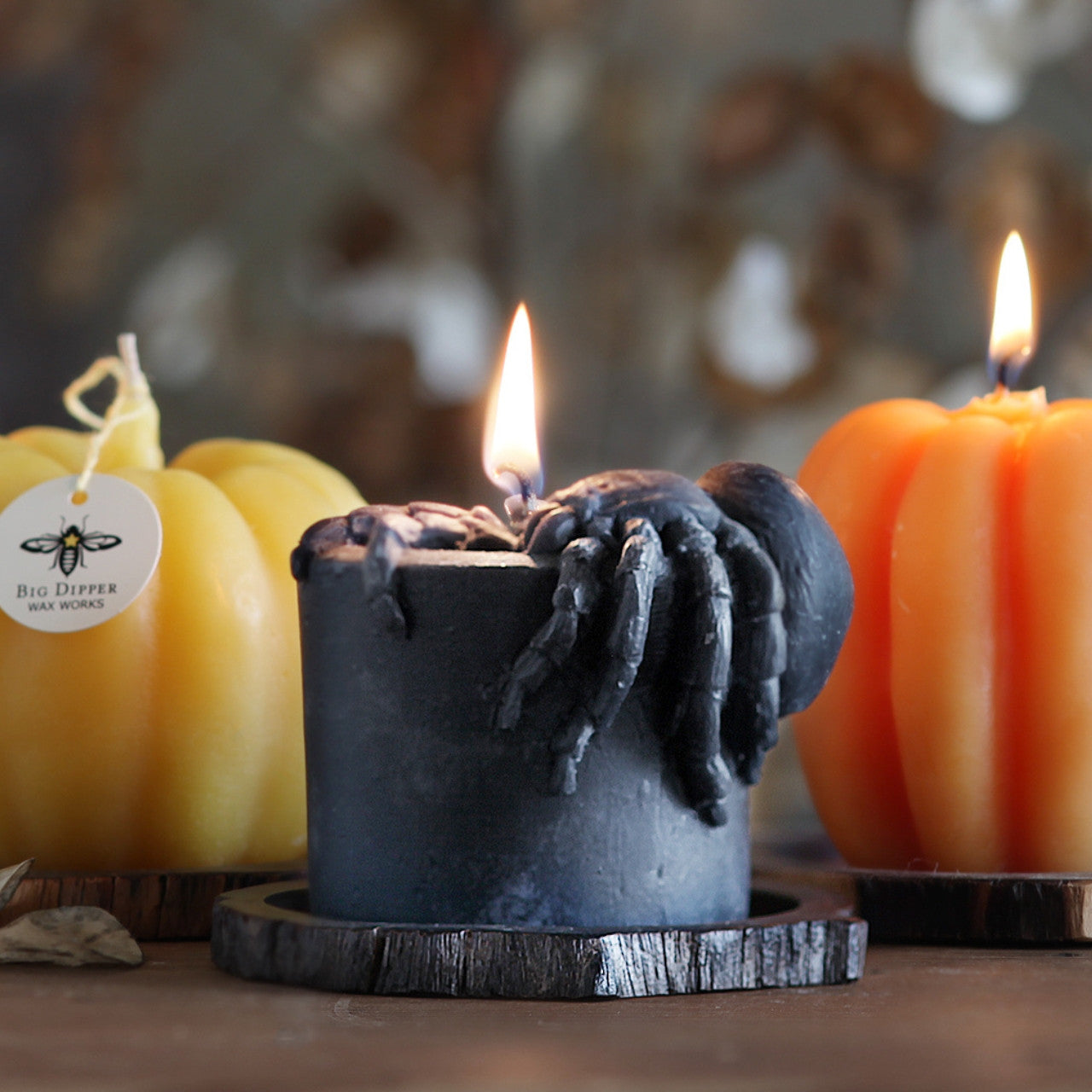 Spider Pillar Beeswax Candle