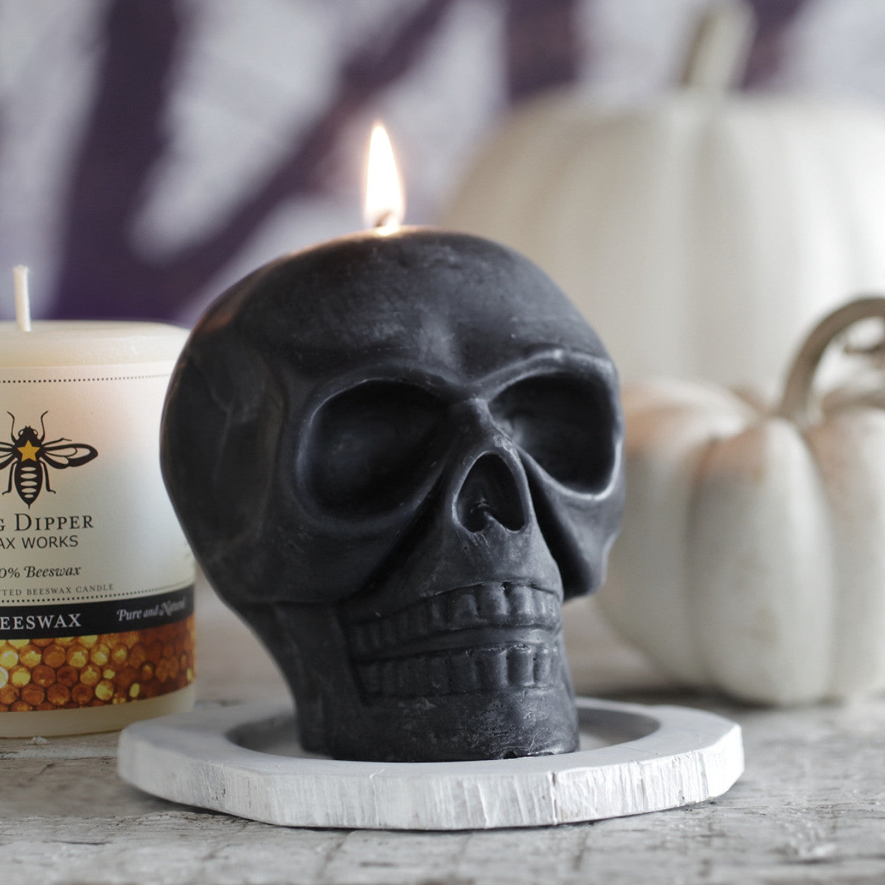 Black Skull Beeswax Candle