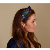 Lottie Navy Embroidered Headband