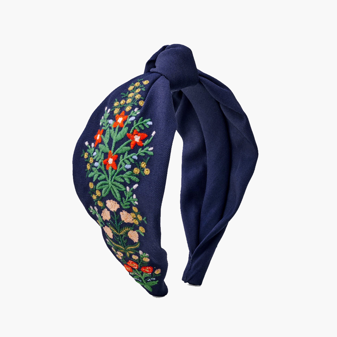 Lottie Navy Embroidered Headband