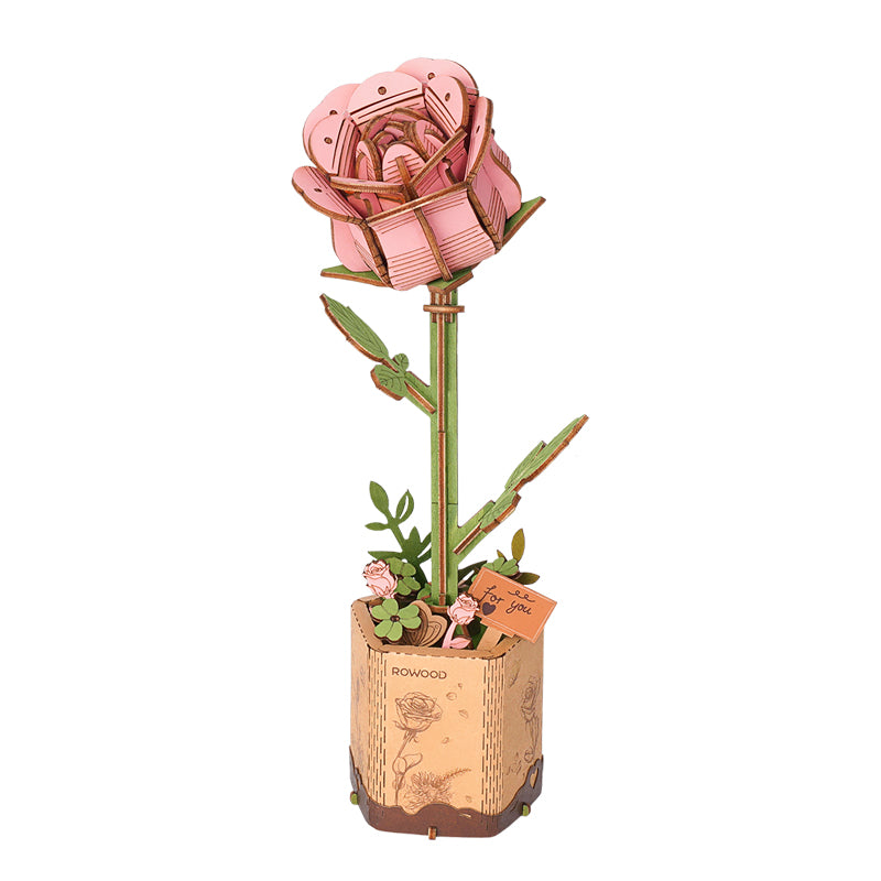 Pink Rose - Wooden Bloom Craft