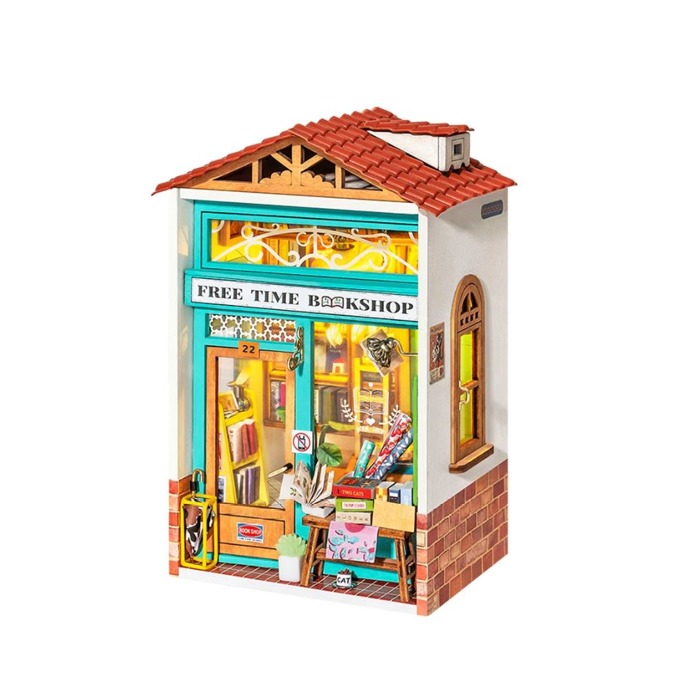 Free Time Bookshop Miniature Store Kit DIY